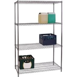 Commercial Shelving Unit 4 Tier 1000kg Width 1200mm Depth 450mm Chrome Wire | Adexa CR12045180A4