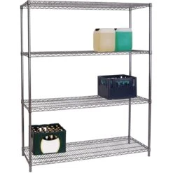 Commercial Shelving Unit 4 Tier 1000kg Width 1800mm Depth 450mm Chrome Wire | Adexa CR18045180A4