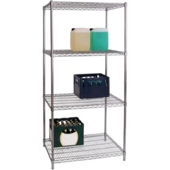 Commercial Shelving Unit 4 Tier 1000kg Width 900mm Depth 600mm Chrome Wire | Adexa CR9060180A4