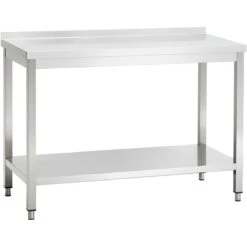Professional Work Table Stainless Steel Bottom Shelf Upstand 1200x600x900mm | Adexa VT126SLB