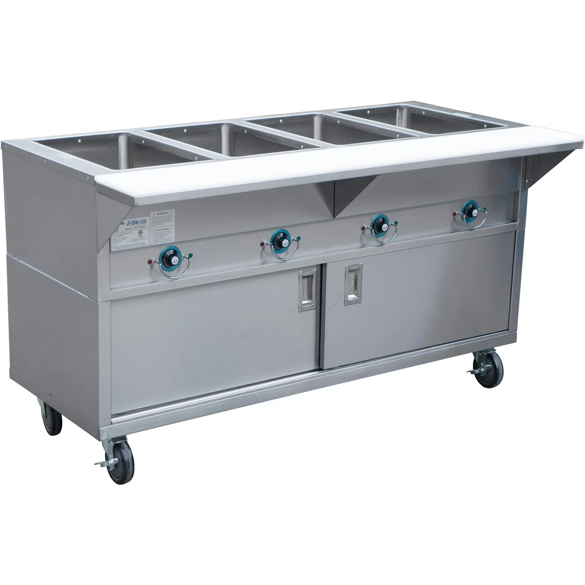 Mobile Servery Steam Table With Cupboard 4xGN1/1 | Adexa EST4SWCBSD 1 Mobile Servery Steam Table With Cupboard 4xGN1/1 | Adexa EST4SWCBSD