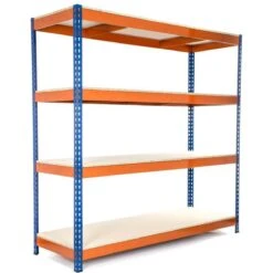 Industrial Shelving Unit Heavy Duty 1500x600x1800mm 4 Shelves 500 Kg/shelf Powder Coated Steel | Adexa H15060