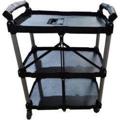 Professional Folding Utility Trolley 3 Tier Black 651x392x832mm | Adexa JYFUC02
