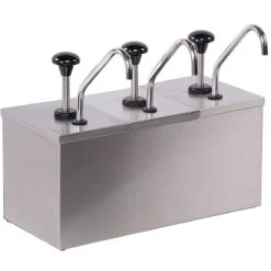 Commercial Condiment/Sauce Dispenser 3 Pumps Stainless Steel | Adexa JZS003
