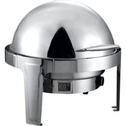 Roll Top Chafer Electric Heating Round Stainless Steel Mirror Polish 6 Litres | Adexa RA2101BE