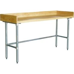 Bakery Work Table Wood Top 3 Sides Upstand 1500x600x900mm | Adexa RWTG600X1500100BSOB