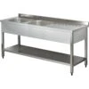 Commercial Sink Stainless Steel 2 Bowls Left Bottom Shelf Splashback 1400mm Depth 700mm | Adexa THSTR147BL2