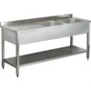 Commercial Sink Stainless Steel 2 Bowls Right Bottom Shelf Splashback 1600mm Depth 600mm | Adexa THSTR166BR2