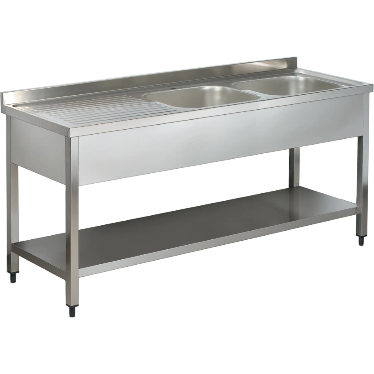 Commercial Sink Stainless Steel 2 Bowls Right Bottom Shelf Splashback 1800mm Depth 700mm | Adexa THSTR187BR2 1 Commercial Sink Stainless Steel 2 Bowls Right Bottom Shelf Splashback 1800mm Depth 700mm | Adexa THSTR187BR2