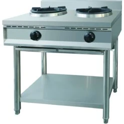 Professional Gas Wok Stove On Open Base 2 Burners 2x10kW | Adexa THZ2