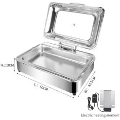Chafing Dish Electric Glass Lid Stainless Steel 7 Litres GN1/1 | Adexa VICCD528 -Kitchen Series Store VICCD528 2 1200x1200 1