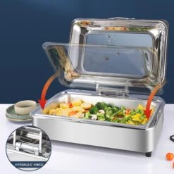 Chafing Dish Electric Glass Lid Stainless Steel 7 Litres GN1/1 | Adexa VICCD528 -Kitchen Series Store VICCD528 4 1200x1200 1