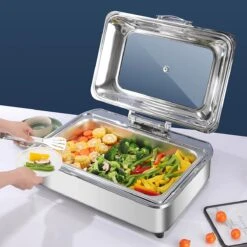Chafing Dish Electric Glass Lid Stainless Steel 7 Litres GN1/1 | Adexa VICCD528 -Kitchen Series Store VICCD528 5 1200x1200 1