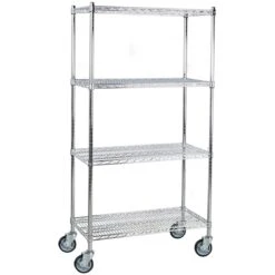 Professional Wire Shelving Unit 4 Tier Grey Mobile 560x350x1200mm | Adexa W4T