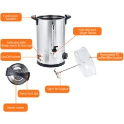 Commercial Double Wall Coffee Urn With Boil-dry Protection 10 Litres 1.6kW | Adexa VICWBQ10 -Kitchen Series Store WBQ15 5 1200x1200 2