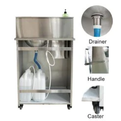 Foot Operated Mobile Wash Basin With Backsplash Paper Towel Dispenser & Castors Stainless Steel | Adexa WHF278 -Kitchen Series Store WHF278203 1200x1200 1