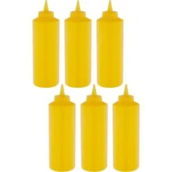 6 Pack Of Squeeze Sauce Bottles 710ml/24oz Yellow | Adexa WQSB24WY